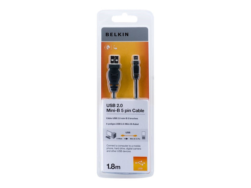 USB-A/Mini5P-B Pro Cable A/B, White (1,8m)