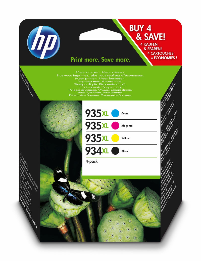 No934XL CMYK ink cartridge, combo pack, blistered