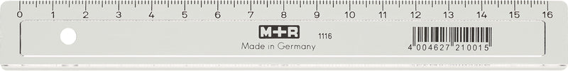 Ruler clear plastic M+R 16cm