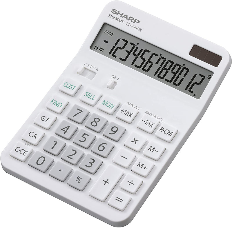Sharp SH-EL338GN Desktop Calculator, White