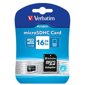 Micro SDHC Card 16GB Class 10 w/adaptor